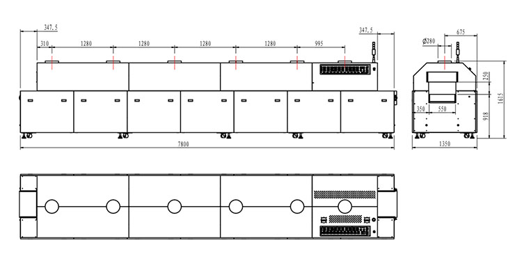 reflow welding furnace size